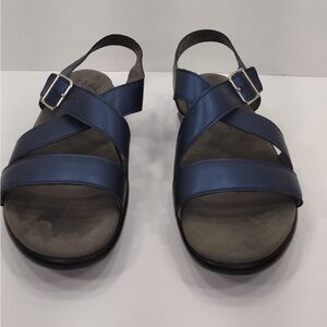 SAS Blue Strappy Sandals with Buckle size 10N pre owned Exellent condition